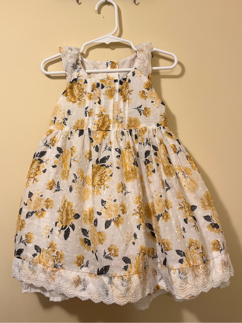 The Prairie Girls' Yellow Floral Lace-Trim Sundress